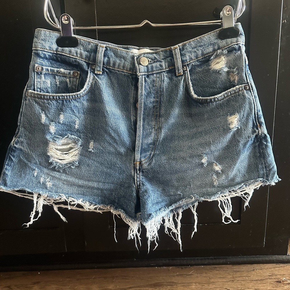 The Cody High Rise Cut Off Denim Shorts from Boyish in Accatone Color